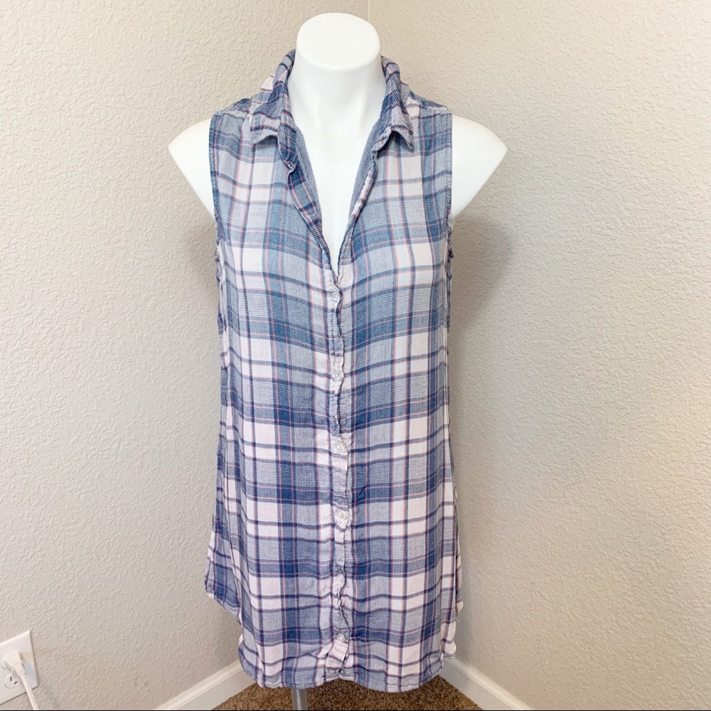 3/$25 Cloth & Stone Plaid Sleeveless Button Tunic
